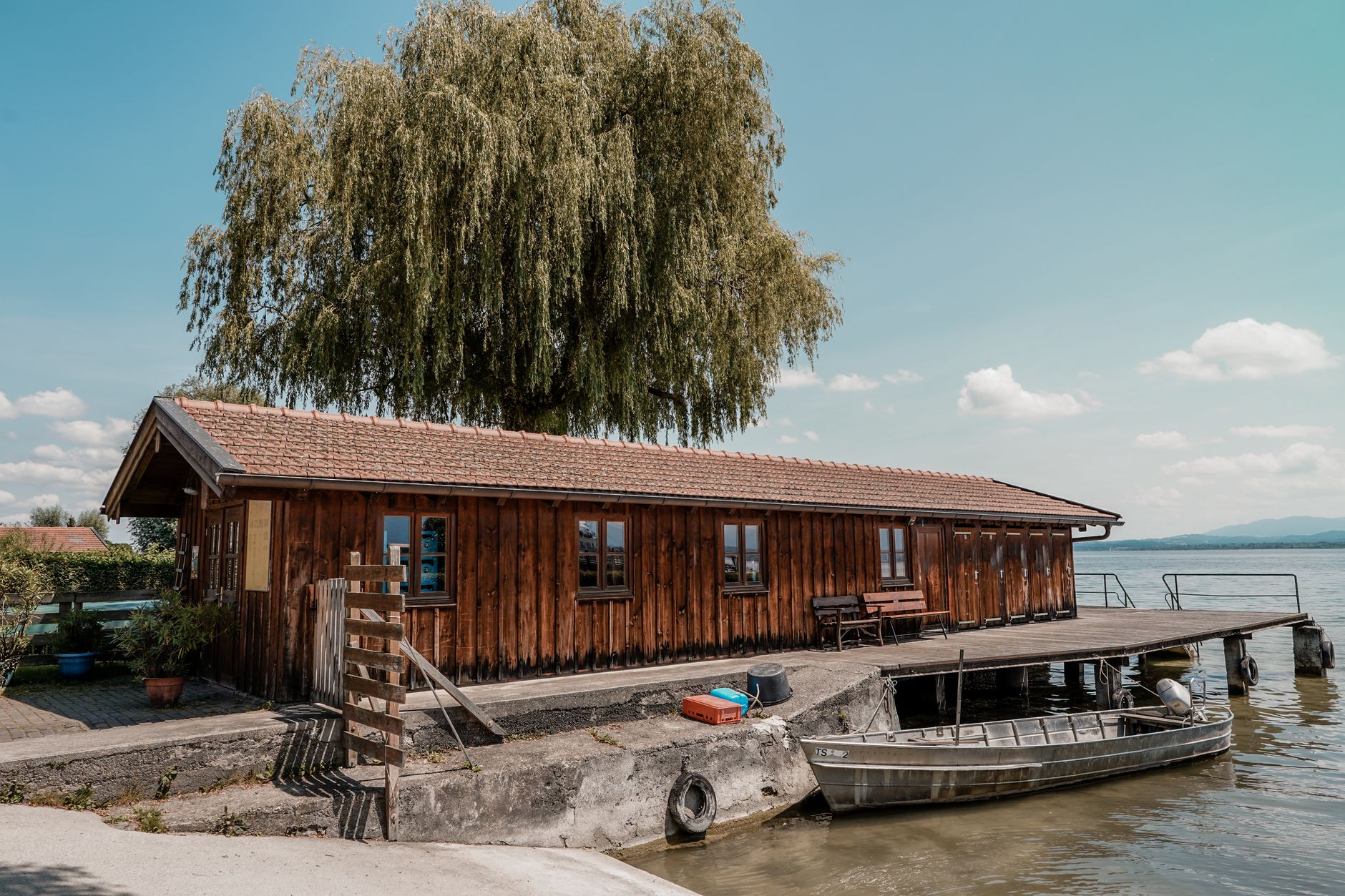 Waterfront homes and docks along Eagle Mountain Lake at golden hour